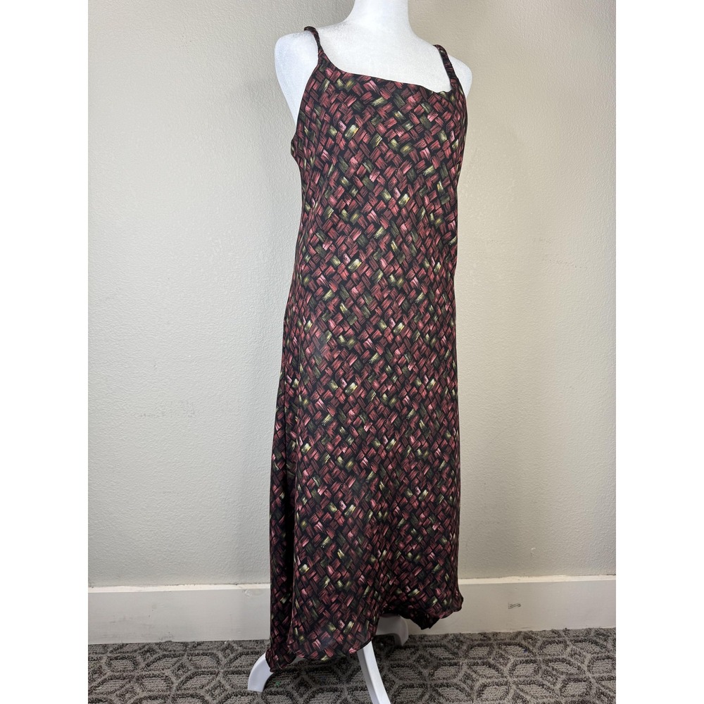 Vintage Y2K Dress Whimsygoth L Multicolor Strappy Maxi Sleeveless Abstract